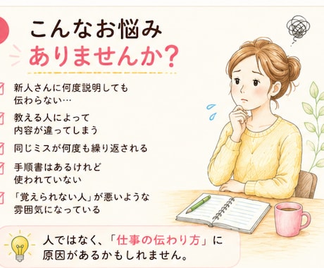 現場のつまずきを整理して見える化します 「覚えられない」を人ではなく仕組みで改善します イメージ2