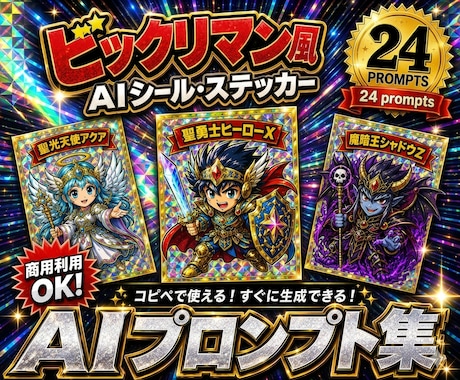 ビックリマン風シールAIプロンプト集を販売します ビックリマン風のシールをAIで自作したい方向けのプロンプト集 イメージ1
