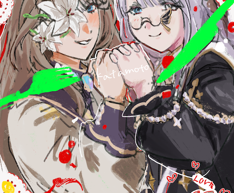 立ち絵や動画用1枚絵作成します ガサッとした質感と原色の強い色合いを得意としています！ イメージ1