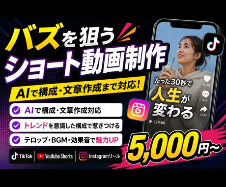 SNS向けショート動画を制作・編集します SNS向け縦型ショート動画対応 イメージ1