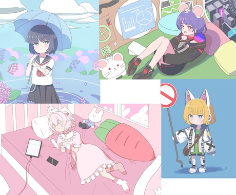 アイコン、ヘッダー、一枚絵を描きます アニメ調の可愛らしいアイコン、ヘッダーを描きます イメージ1