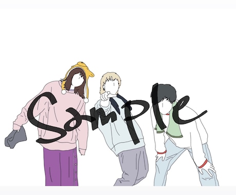 線画を用いた人物のイラスト作成いたします SNSのアイコンなどにご利用ください☺︎商用利用可 イメージ1