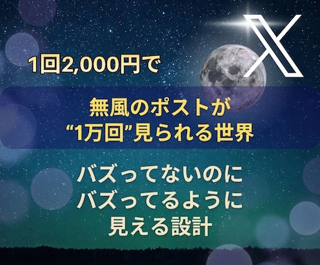埋もれたX投稿を1万表示で反応が生まれる形にします 見られて初めて反応と改善が見える。ゼロ反応を抜け出す初動支援 イメージ1