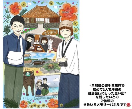 飾れるおしゃれな、似顔絵・思い出イラストを描きます 『きみいろメモリーパネル』(綺麗めバージョン)ご依頼ページ イメージ2