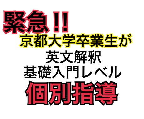 京大卒が英文解釈【入門】レベルの個別指導します 30分×１回と90分×4回で大学受験の英文解釈入門を徹底指導 イメージ1