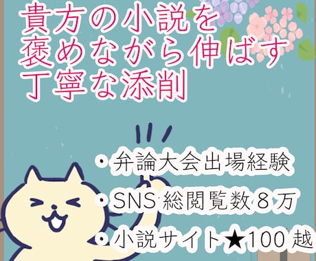 褒められてモチベUP！貴方の小説を全力で褒めます 自己肯定感 UP！モチベ UP！沢山褒めて長所を見つけます！ イメージ1