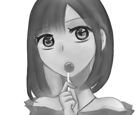 モノクロでキレイな女性のイラストに表現します 明るい色を使わず厚塗りで重ねて柔らかく描きます イメージ1