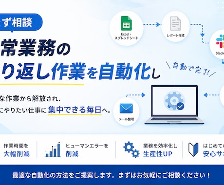 まず相談！日常業務の繰り返し作業を自動化します IT苦手でもOK。小さな自動化から始めましょう イメージ1