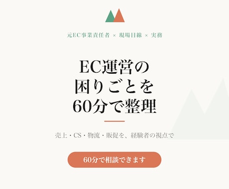 EC運営の困りごとを60分で整理します 売上・CS・物流・販促を、現場〜事業責任者の視点で イメージ1