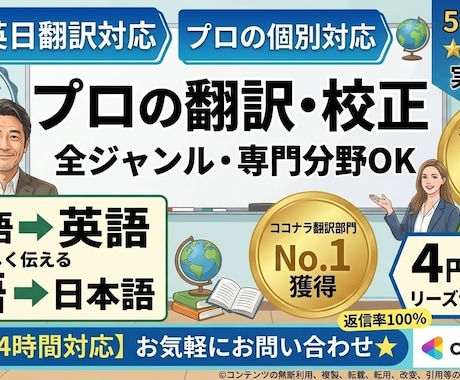 自然で高品質な英語翻訳！迅速丁寧に対応します ネイティブにも伝わる！大切な文章を心を込めて翻訳します イメージ1