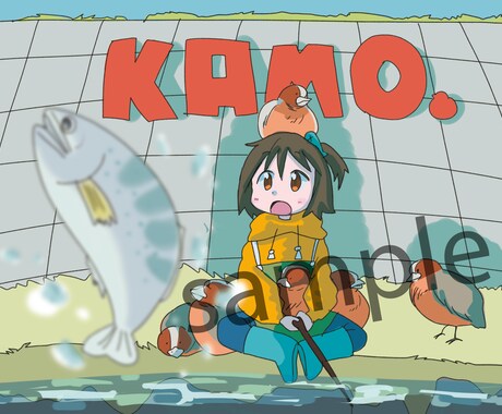 商用可！実風景をイラスト化し人物を描きこみます 風景写真等をイラスト化しオリジナルの人物を。文字入れもOK！ イメージ2