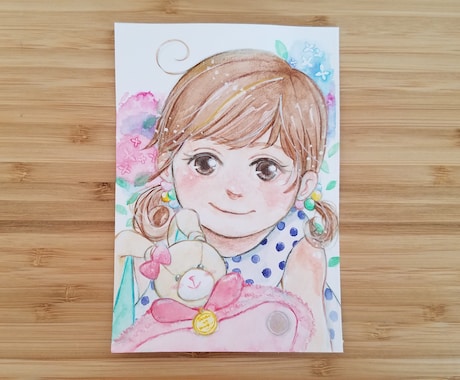 赤ちゃん・子供の似顔絵描きます 水彩タッチで優しい雰囲気の似顔絵、記念日等におすすめです♪ イメージ2