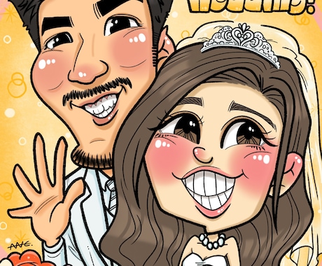 キャラクターのような可愛い似顔絵お描きします 長寿祝い、結婚式、誕生日、記念日、送別会…ギフトに似顔絵を！ イメージ2