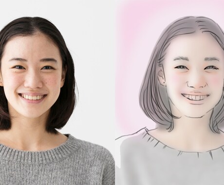 写真をもとにふんわりした雰囲気の似顔絵描きます 【即日対応可能★】写真をもとに描きます。 イメージ1