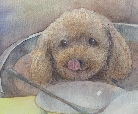 ペット・動物を透明水彩で描きます 透明水彩絵の具で特別な一枚をお描きします。 イメージ2