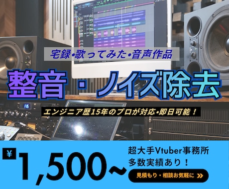 即日対応可！音声のノイズ除去・整音対応します エンジニア歴15年のプロフェッショナルが担当します イメージ1