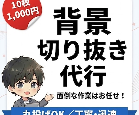 10枚1,000円！画像背景切り抜き・透過します 面倒な作業は丸投げOK！出品画像やYouTube素材に！！ イメージ1