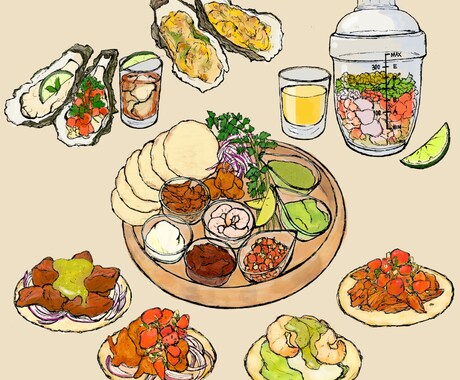 お洒落で美味しそうなカラーイラスト描きます メニューやパンフレットにピッタリ！手書きで温かみのある絵です イメージ2