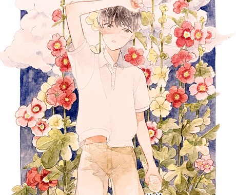 水彩絵で一枚絵を作成します やわらかで綺麗な透明水彩で仕上げます。 イメージ1