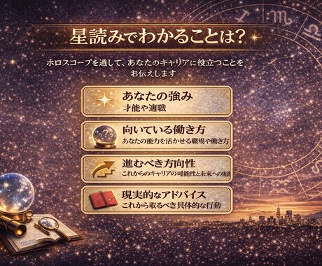 人生と仕事の流れを全て読み解きます 【仕事】完全版ホロスコープ鑑定 イメージ2
