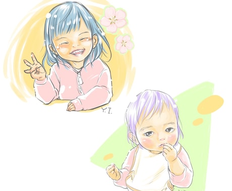 お子様似顔絵、SNSアイコン描きます パステルな色合いの似顔絵、アイコンイラストです イメージ1