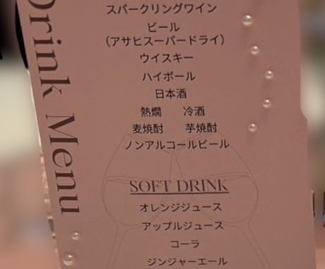 結婚式などで使えるドリンクメニューを作成します お2人だけのひとつを作成します！お好きな用紙に印刷するだけ！ イメージ2
