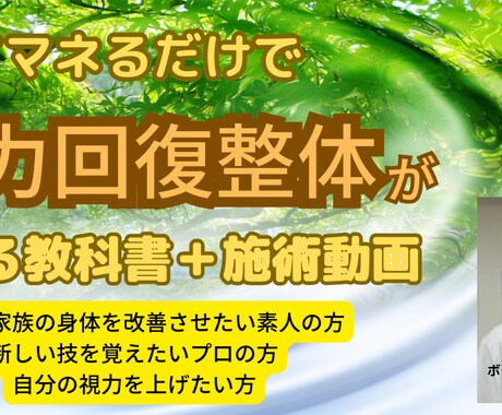 整体講習動画＋教科書コンテンツ販売ます いつでもどこでもあなたの都合で、見て真似るだけ簡単整体講習会 イメージ1