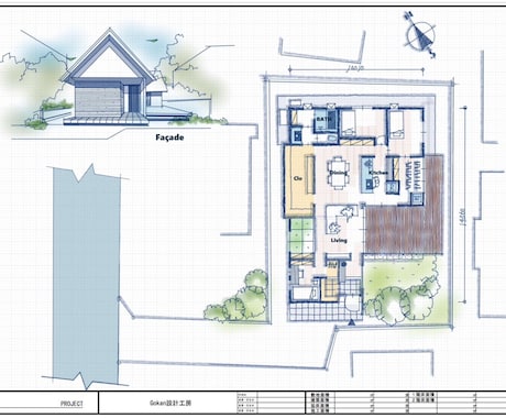 住宅作家（一級建築士）がご要望から間取り作成します 手描きプラン（着色）&ファサードスケッチを基本料金にてご提供 イメージ2