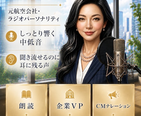 エアライン風や関西弁など多彩な声を提供します