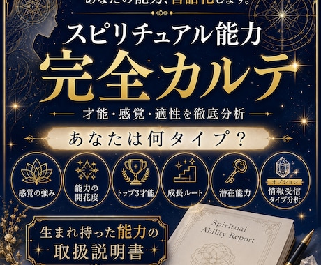 スピリチュアル能力・完全カルテお届けします あなたが本来持つ“霊的才能”を、体系的に可視化する特別鑑定 イメージ1