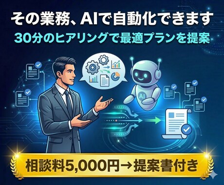 あなたの業務をAIで自動化する方法を提案します 30分のヒアリングで最適な自動化プランを提案書付きで イメージ1