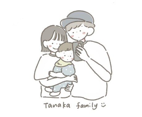 家族や子供のイラスト描きます お気に入りの写真をゆるめのタッチでイラストにしますꪔ̤̮ イメージ1
