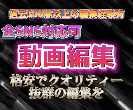 基本的に全てのSNSの動画編集をさせて頂きます 格安で高クオリティーの編集をして欲しい方へ！ イメージ1