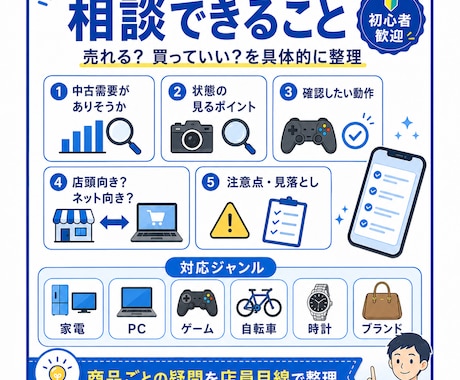 中古品が売れそうか店員目線で個別に回答します 元リサイクルショップ店員ならではの知識をお届けします！ イメージ2