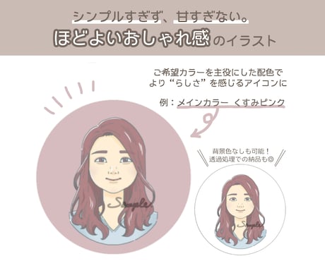 写真をもとに ほどよいおしゃれ感のアイコン描きます シンプルすぎず甘すぎない、ほどよいおしゃれ感のイラストです イメージ2