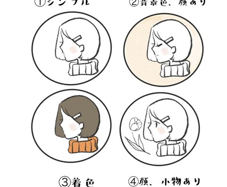 よこ顔のアイコン、全身イラスト描きます シンプルなよこ顔イラスト描きます イメージ2
