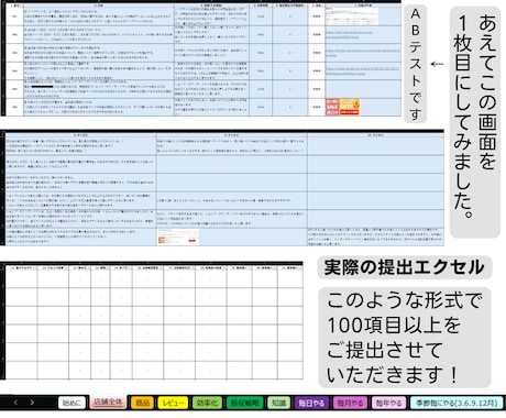 楽天市場のプロが、改善案を１００項目以上作成します 購入後は何も考えずやるだけです。本気でやる気のある人限定です イメージ1