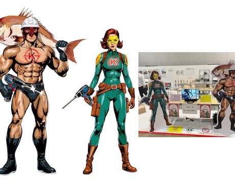 アメコミヒーロー風キャラクターポーズ自在に描きます 企業やスポーツチームのブランディングを高めるPRにも使える イメージ1
