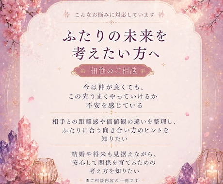 相性占い｜2人のご縁を鑑定します 相性・本音・今後の関係を読み解きます イメージ2