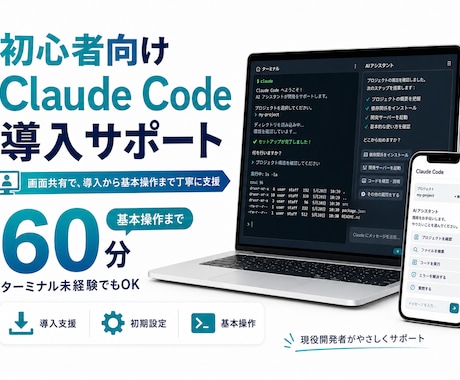 初心者向けにClaude Code導入を支援します インストールから基本操作まで画面共有で丁寧にサポート イメージ1