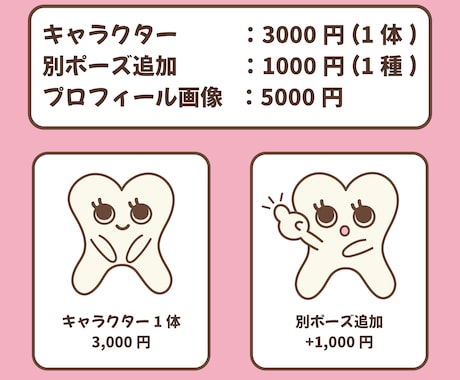 歯医者/歯のキャラクターお描きします アイコンやインスタ運用にも使えます！！ イメージ2
