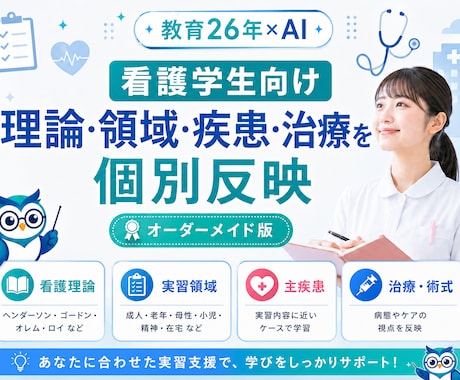 看護学生向け看護実習支援AIを個別作成します 看護過程・関連図・OP／TP／EPを個別にサポート イメージ2