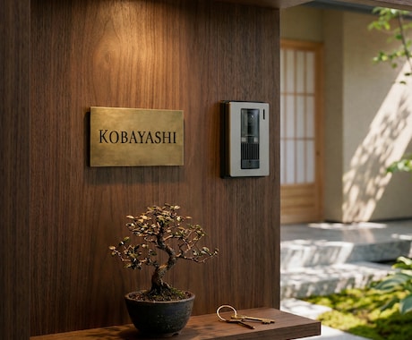オーダーで真鍮製表札をビンテージ加工でお作りします シンプル【1行タイプ】重厚 戸建て、マンション、ガーデン用に イメージ2