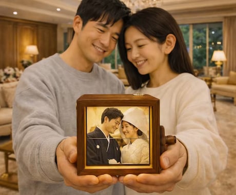 写真が動く木製フォトボックス作りますます 記念日・結婚祝い・両親贈呈品に、灯りでよみがえる名入れギフト イメージ1