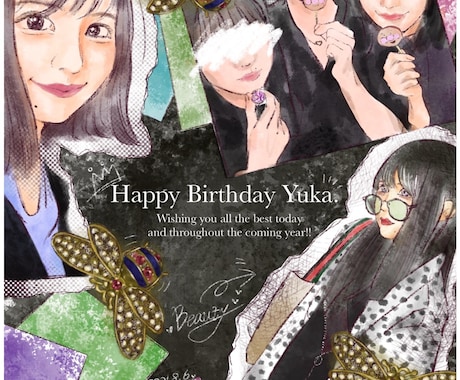 誕生日や記念日にとっておきの似顔絵色紙描きます 好きな言葉を入れられる為プレゼントにおすすめです！ イメージ2