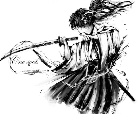 墨絵 - 躍動感ある水墨画の和風イラスト描きます かっこいい