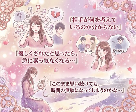 片思い♡お相手の見えない本心をタロットで鑑定します お相手の気持ちとあなたが次に取るべきステップを整理します イメージ2