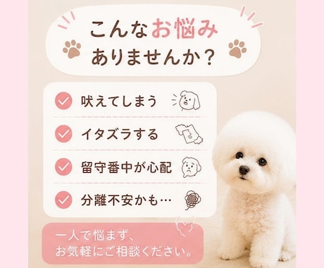 愛犬のお留守番、不安なお気持ちお聞きしますます お留守番が苦手な愛犬を一緒にサポートします イメージ2