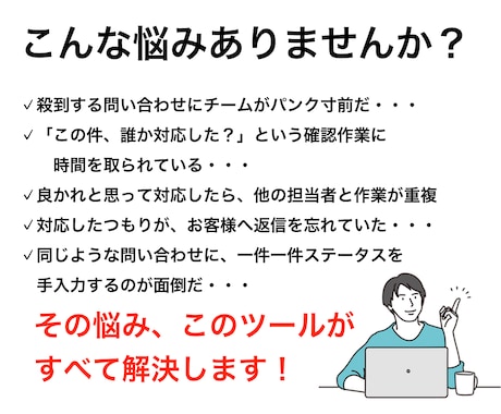 リアルタイム問い合わせ管理システムを提供します リアルタイム共有で対応漏れと重複を防止！最短即日導入！ イメージ2
