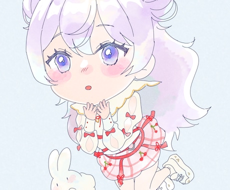 ゆるっと水彩風のSDキャラ・ミニキャラます 水彩風の滲みや画用紙のテクスチャのある、温かいタッチです！ イメージ2